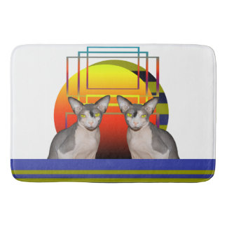 Tapis De Bain Conception folle géométrique de chat de chat de