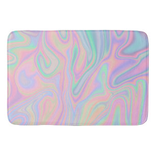 Tapis De Bain Conception iridescente liquide abstraite de