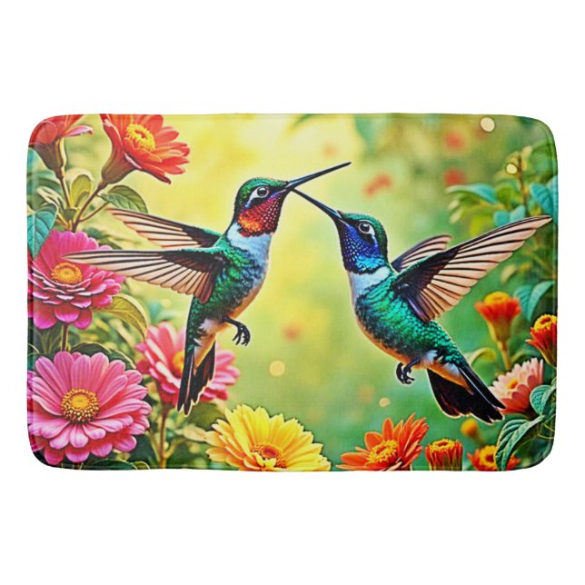Tapis De Bain Conception magique de colibri aux tons bijoux (Devant)