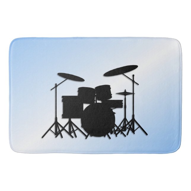 Tapis De Bain Conception Musicale de Batterie Bleue (Devant)