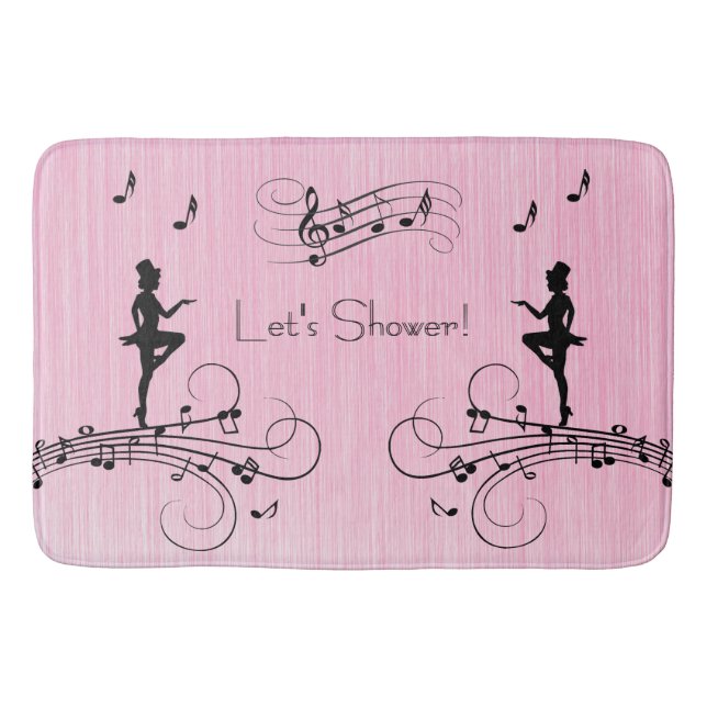 Tapis De Bain Conception Musicale de Douche Rose (Devant)