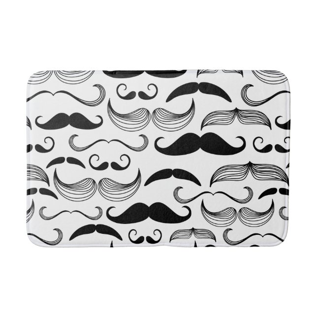 Tapis De Bain Conception noire et blanche drôle de moustache (Devant)