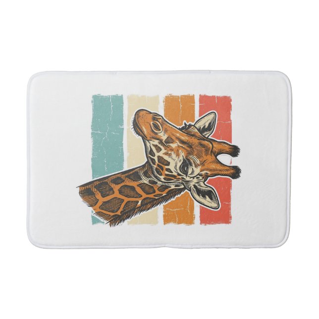 Tapis De Bain Conception vectorielle de tête de girafe rétro vin (Devant)