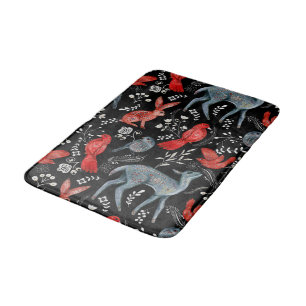 Tapis De Bain conceptions de motifs floraux de style art populai