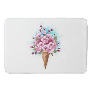 Tapis De Bain Cône rose Sakura crème glacée gaufre
