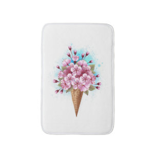 Tapis De Bain Cône rose Sakura crème glacée gaufre