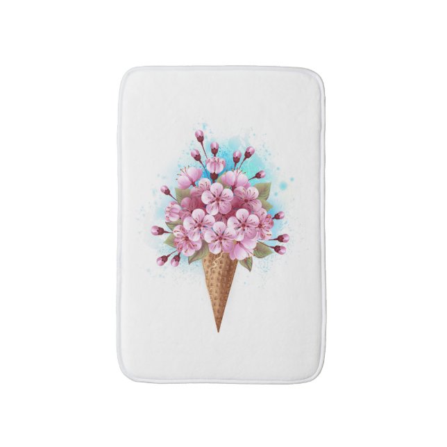 Tapis De Bain Cône rose Sakura crème glacée gaufre (Devant (Vertical))