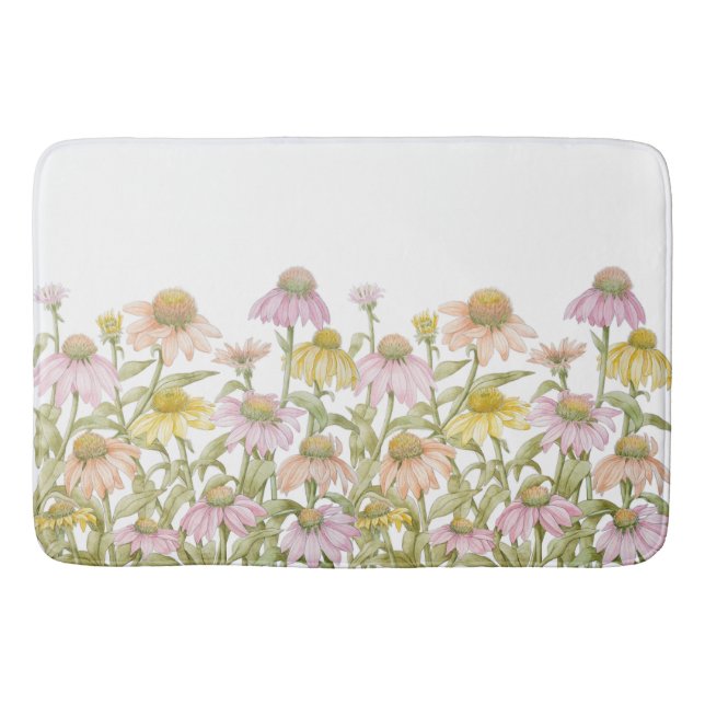 Tapis De Bain Coneflower Garden Watercolor Botanical Art (Devant)