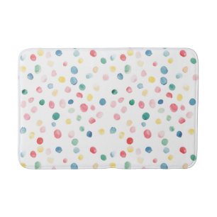 Tapis De Bain Confettis Colorés Points Bleu Rouge Jaune Vert Ros