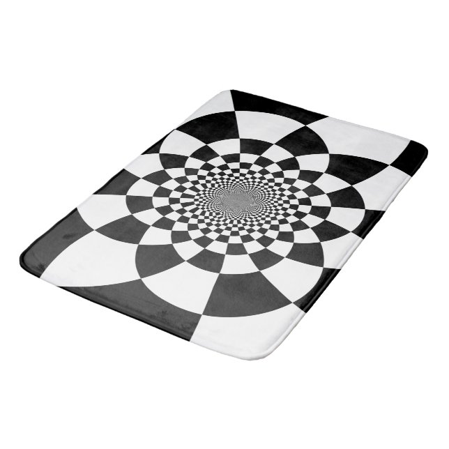Tapis De Bain Contrôleurs hyper abstraits de tuiles noirs et (Angle)