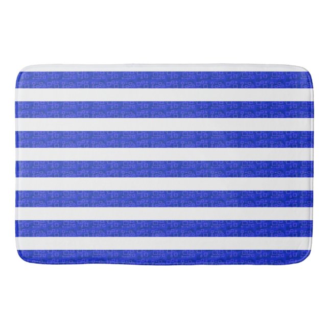 Tapis De Bain Cool Chic Bleu Géométrique Bain Mat (Devant)