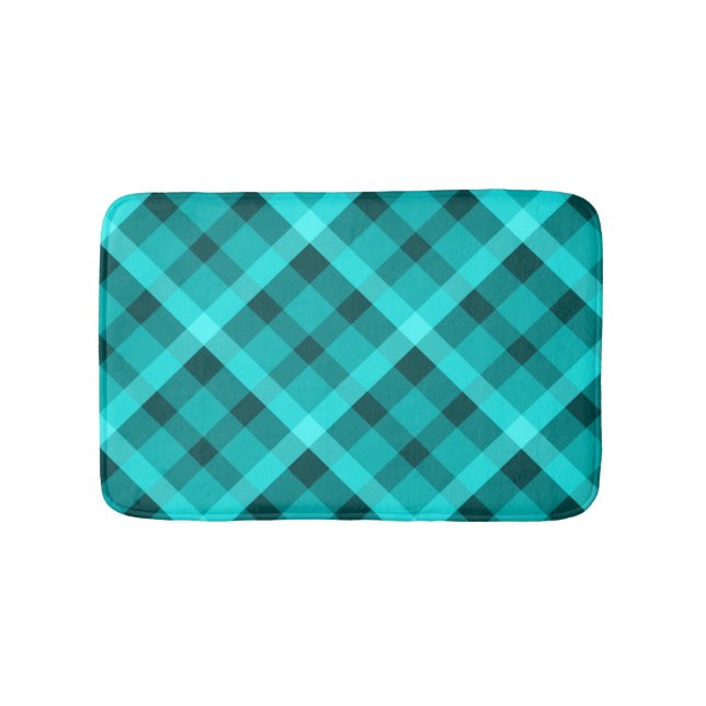 Tapis De Bain Cool Élégant Turquoise Plaid Petit Mat Bain (Devant)