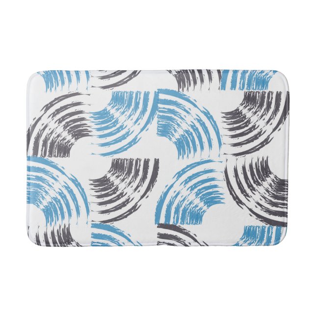 Tapis De Bain Cool, moderne, bleu abstrait tendance (Devant)