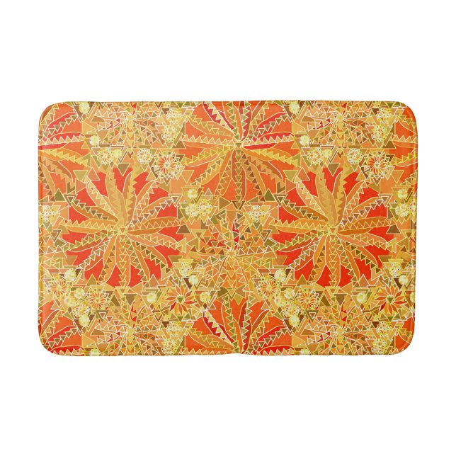 Tapis De Bain Copie tribale de mandala, or de moutarde et orange (Devant)