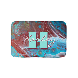 Tapis De Bain Copper and Teal Acrylic Flow