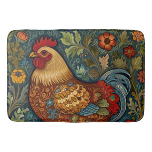 Tapis De Bain Coq rétro chic poulet de campagne
