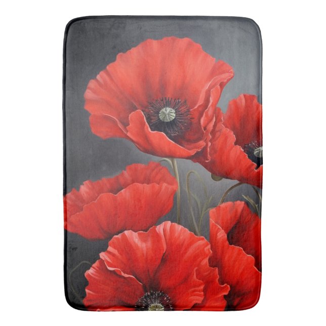 Tapis De Bain Coquelicots rouges (devant Vertical)