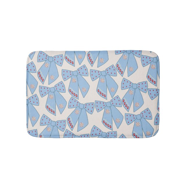 Tapis De Bain Coquette Bows Bleus (Devant)