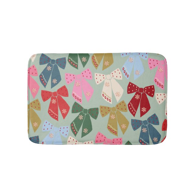 Tapis De Bain Coquette des vaches de Noël rétro (Devant)