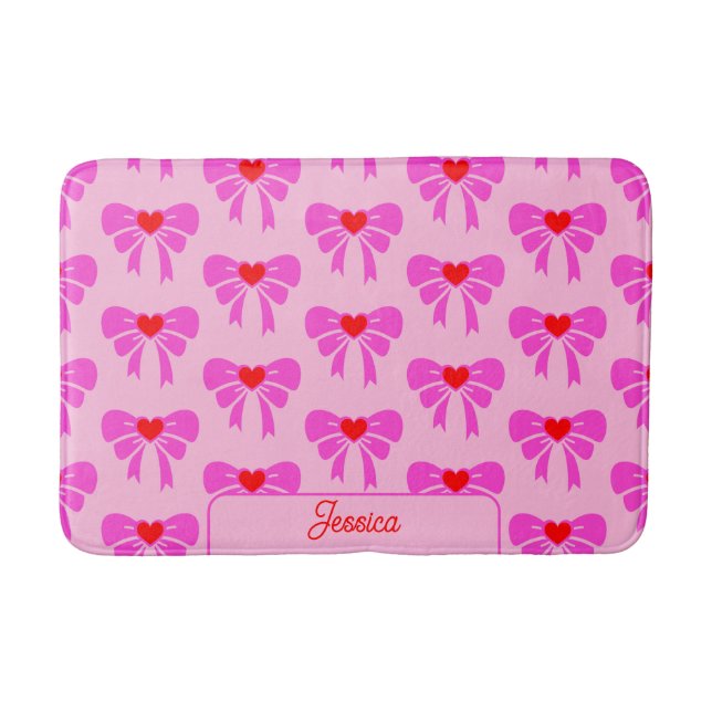 Tapis De Bain Coquette y2k Ruban Motif Pink Preppy Nom (Devant)