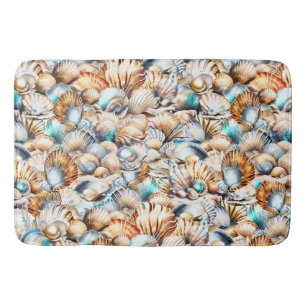 Tapis De Bain Coquillage de plage motif iridescente collage