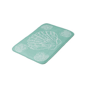 Tapis De Bain Coquillage Nautique Blanc Sur Vert Marécage