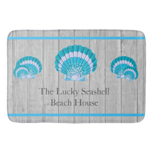 Tapis De Bain Coquillages bleus Turquoises personnalisés Coquill
