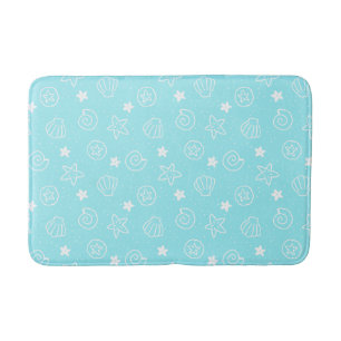 Tapis De Bain Coquillages et Starfish Motif bleu clair