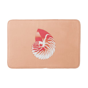 Tapis De Bain Coquille de Nautilus - corail orange et blanc