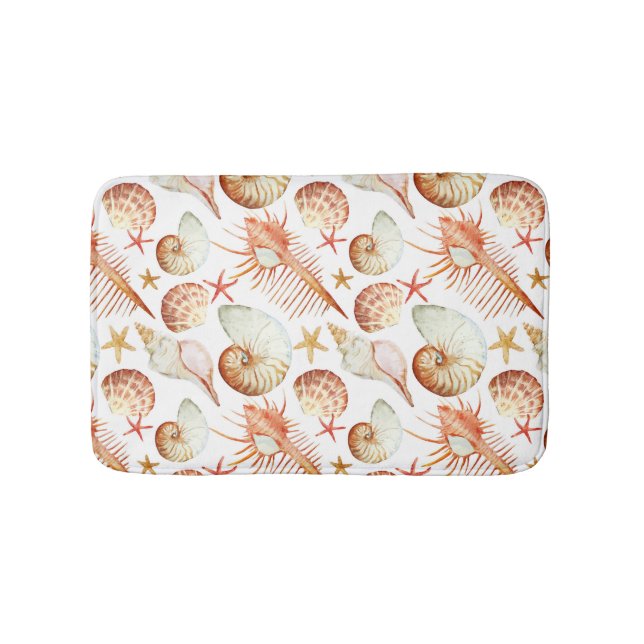 Tapis De Bain Corail Avec Coquillages Et Crabes Motif (Devant)