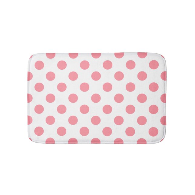 Tapis De Bain Corail et pois blancs (Devant)