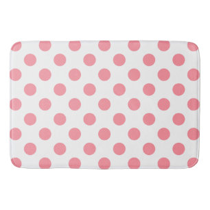 Tapis De Bain Corail et pois blancs