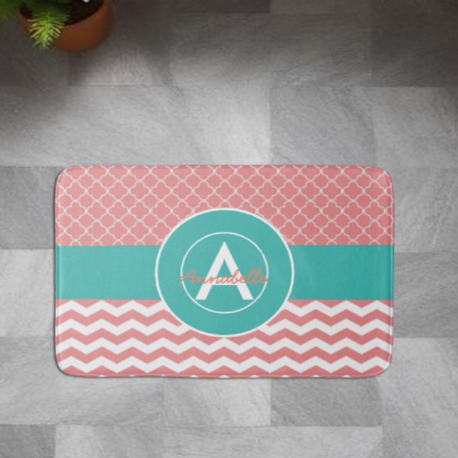 Tapis De Bain Corail Tétrasègle Chevron Tomette (Créateur téléchargé)