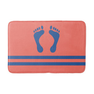 Tapis De Bain Coral Blue Stripes et Pieds moderne Graphisme