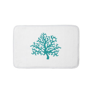 Tapis De Bain Coral Reef Turquoise White Bath Mat