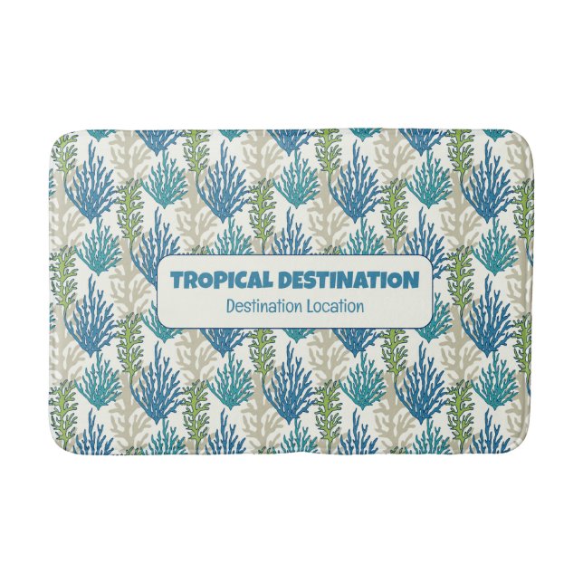 Tapis De Bain Coral Seaweeds texte personnalisé (Devant)