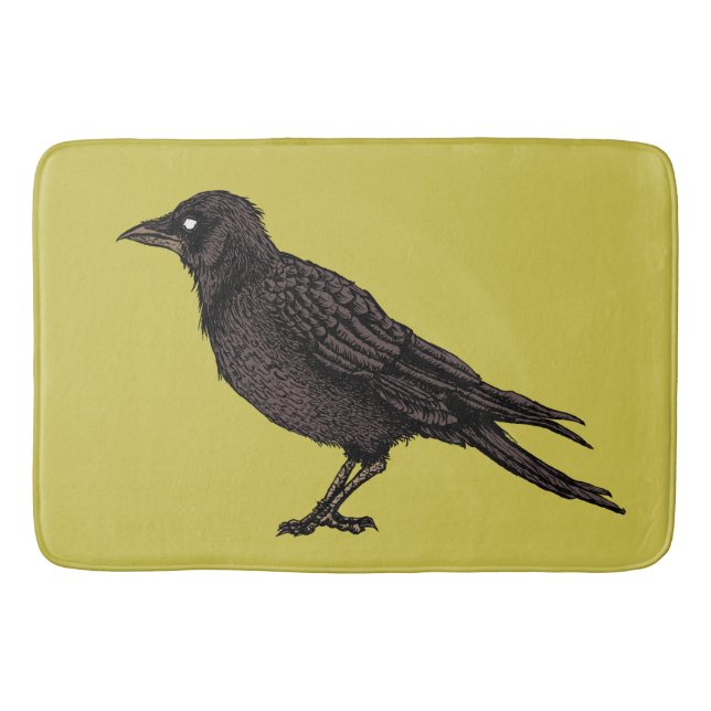 Tapis De Bain Corbeau Déplaisant Corbeau vert d'encre gothique (Devant)