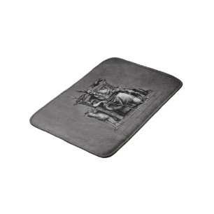 Tapis De Bain Corbeaux d'Odin sur Trône de Pierre Mythologie Vik