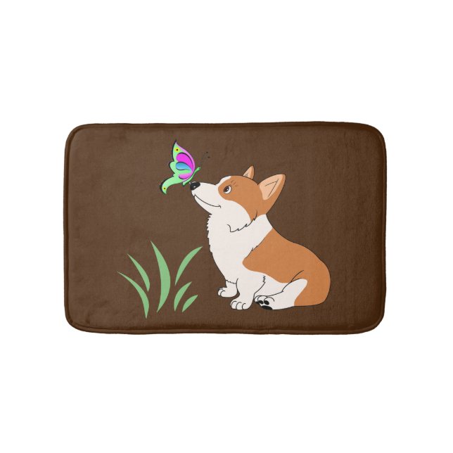 Tapis De Bain Corgi avec le papillon (Devant)