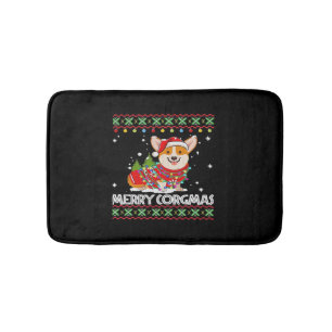 Tapis De Bain Corgi Chien Joyeux Corgmas Santa Corgi Noël dégueu