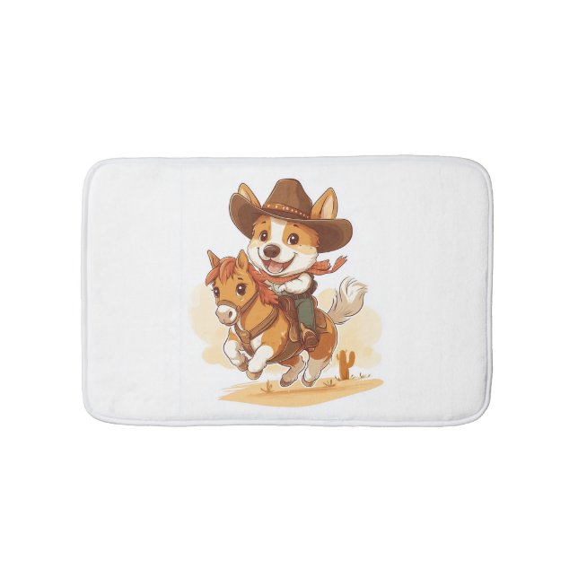 Tapis De Bain Corgi Cowboy � Chien de Rodéo Occidental (Devant)