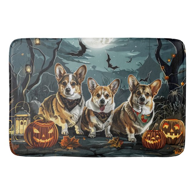 Tapis De Bain Corgi Halloween Éffrayant (Devant)