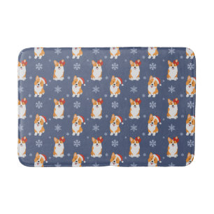 Tapis De Bain Corgis à Santa Hats et Snowflakes Motif