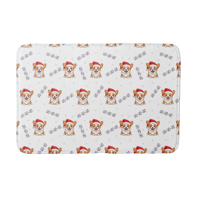 Tapis De Bain Corgis à Santa Hats Motif de Noël (Devant)