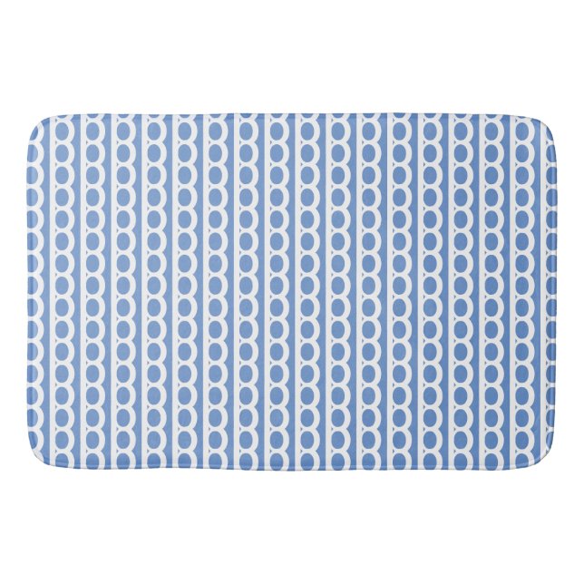 Tapis De Bain Cornflower Bleu et blanc Bulle moderne Vagues (Devant)
