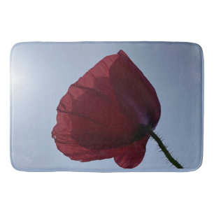 Tapis De Bain Cornouailles de pavot rouge avec ciel gris