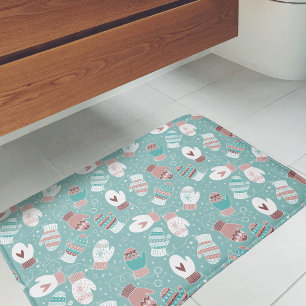 Tapis De Bain Cosy hiver Noël Mittens Motif à Mint