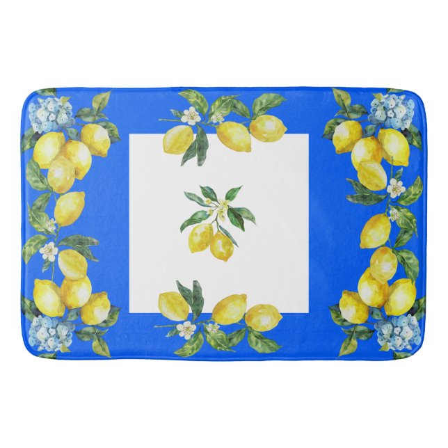 Tapis De Bain Côte d'Amalfi Citrons bleu océan (Devant)