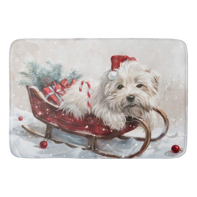 Tapis De Bain Coton De Tuléar Chien Fête de Noël (Devant)