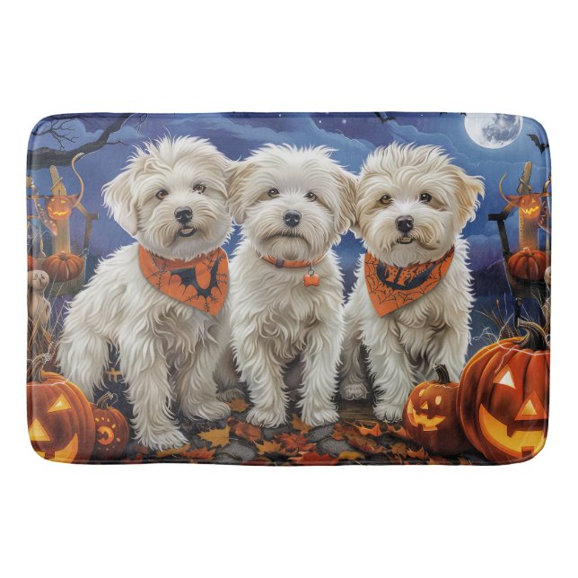 Tapis De Bain Coton De Tulear Halloween Éffrayant (Devant)